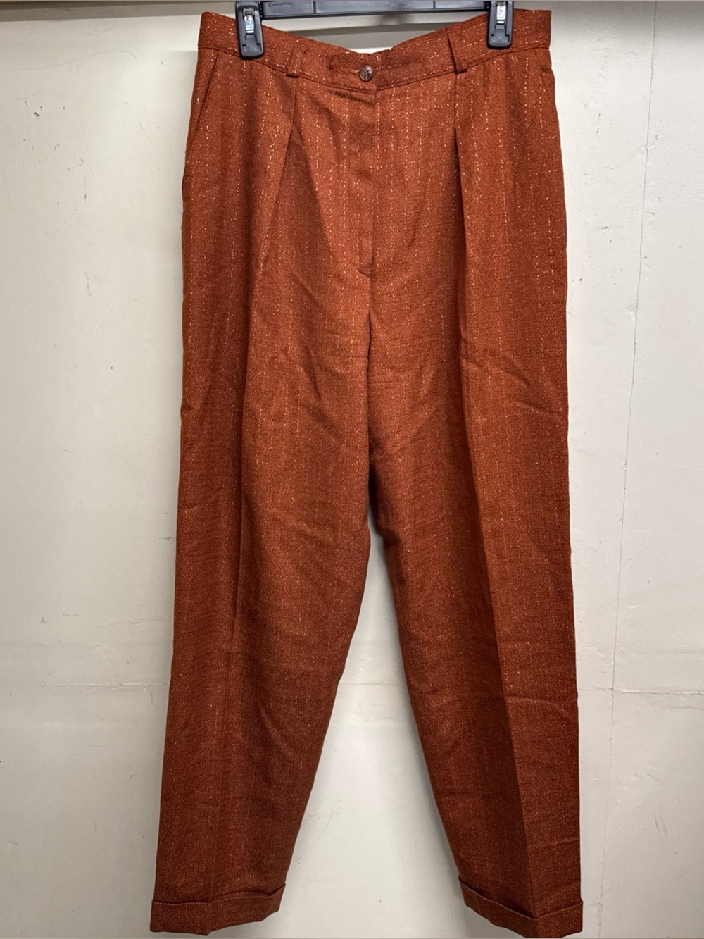 Liz Claiborne Copper with Metallic Striping Lined Pants Wool And Silk Size 14